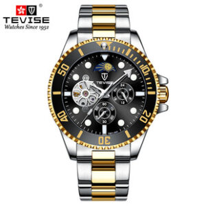 Tevise特威斯瑞士品牌手表厂家飞轮夜光防水钢带机械男表大表盘