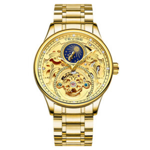 瑞士Tevise特威斯男表镂空机械表夜光男士商务电商手腕表