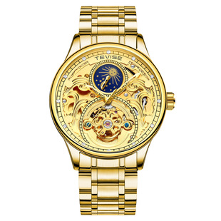 瑞士Tevise特威斯男表镂空机械表夜光男士商务电商手腕表