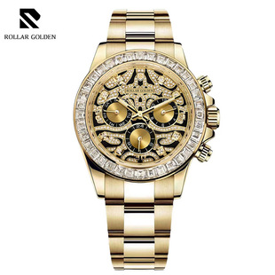 罗拉戈顿男士机械表商务手表男潮流高级感外贸新款金表轻奢镶钻