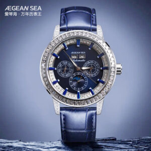 罗拉戈顿镶钻真皮表带商务气质轻奢高端男士表王防水夜光机械表